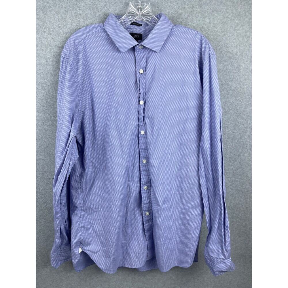J Crew‎ Shirt Men's XL Blue Geographic Print Long Sleeve Button Up Ludlow